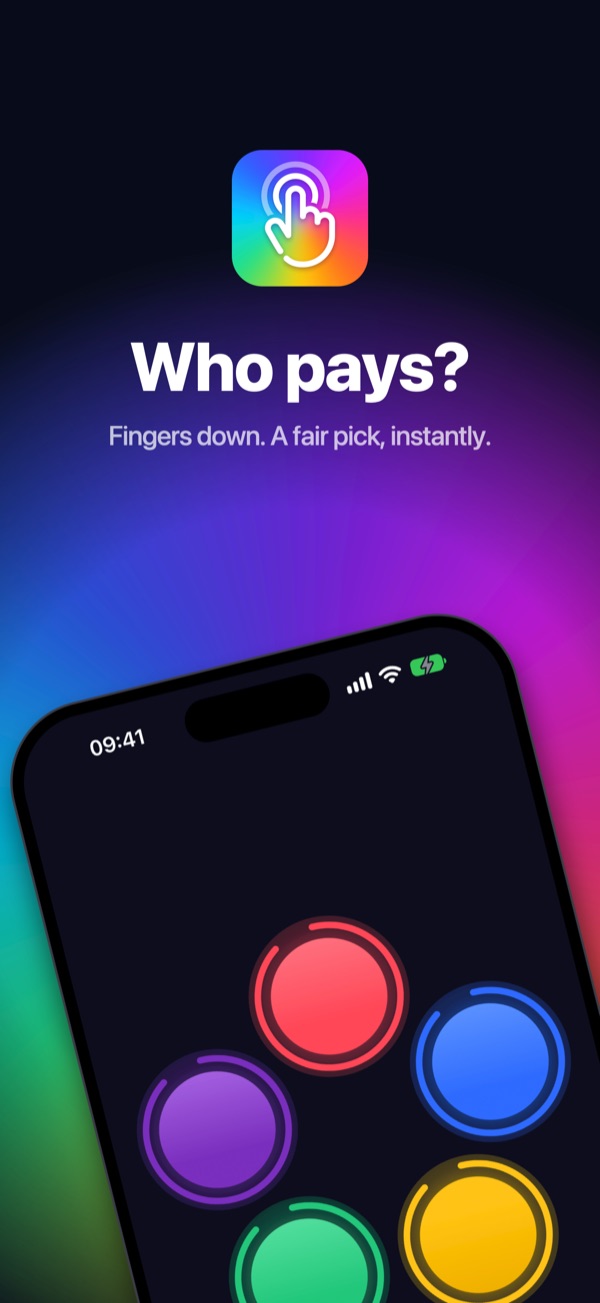 Who pays? โ Fingers down. A fair pick, instantly.
